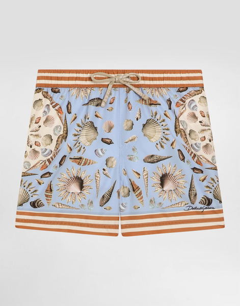  Dolce & Gabbana Medium Boxer Shorts In Canvas With Shells Print - Man Beachwear Multicolor 6/9 Months 
