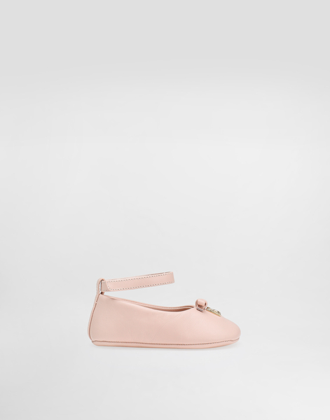  Dolce & Gabbana Nappa Leather Ballet Flats With Logo - Woman Newborn Girls' Shoes (16-20) Pink Leather 16 