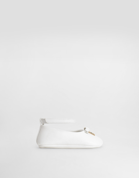  Dolce & Gabbana Nappa Leather Ballet Flats With Logo - Woman Newborn Girls' Shoes (16-20) White Leather 20 
