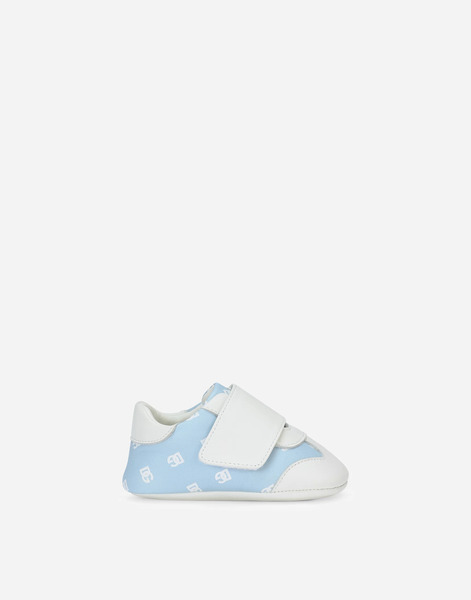  Dolce & Gabbana Nappa Leather Newborn Sneakers With Dg-logo Print - Man Newborn Boys' Shoes (16-20) Azure 18 