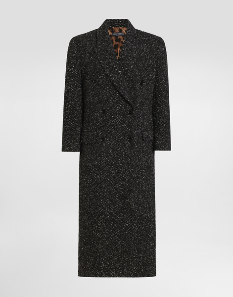  Dolce & Gabbana Oversized Double-breasted Coat In Wool Blend Chevron - Woman Coats And Jackets Multicolor 44 