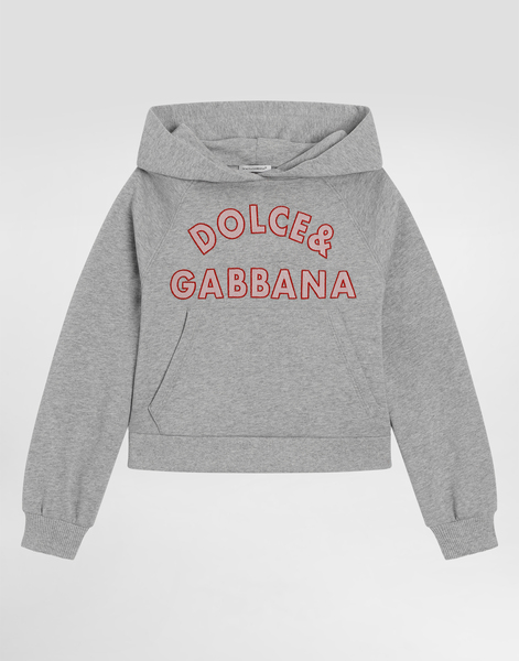  Dolce & Gabbana Oversized Fleece Hoodie With Embroidery - Woman T-shirts And Sweatshirts Gray 6 Years 