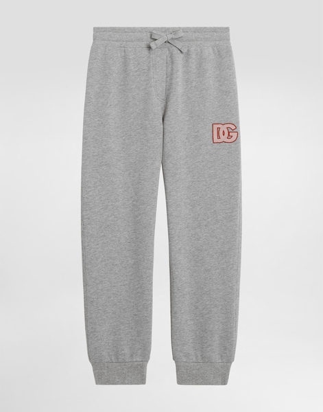  Dolce & Gabbana Oversized Fleece Trousers With Dg Embroidery - Woman Trousers And Skirts Gray 13 Years 