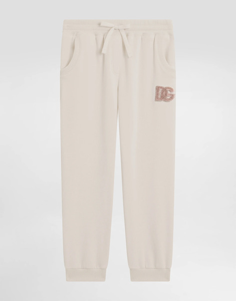  Dolce & Gabbana Oversized Fleece Trousers With Dg Sequin Patch - Woman Trousers And Skirts Pink 3 Years 