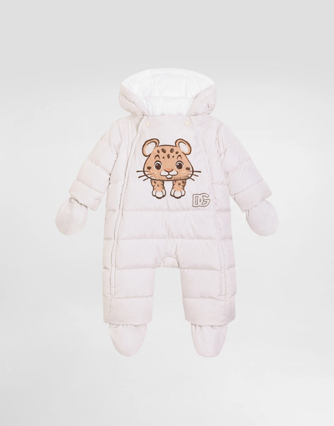  Dolce & Gabbana Padded Nylon Canvas Romper With Leopard Print - Man Topwear Multi-colored 3/6 Months 