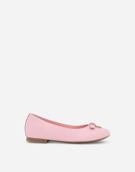  Dolce & Gabbana Patent Leather Ballet Flats With Metal Dg Logo - Woman Shoes (27-40) Pink Leather 32 