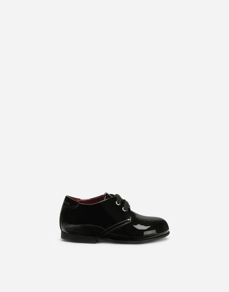  Dolce & Gabbana Patent Leather Derby Shoes With Logo - Man Shoes For First Steps (19-26) Black Leather 20 