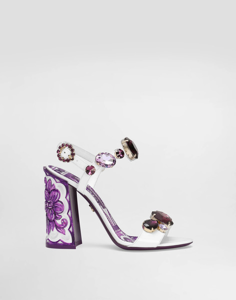  Dolce & Gabbana Patent Leather Sandal With Jewel Embroidery - Woman Sandals And Wedges Multicolor 40 