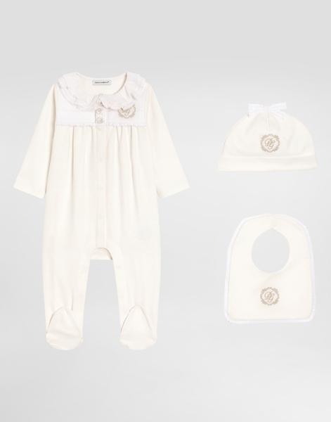  Dolce & Gabbana 3-piece Gift Set In Cotton With Lurex Dg Embroidery - Woman Gift Sets And Babygrows White 3/6 Months 