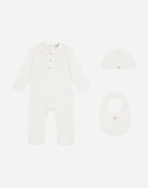  Dolce & Gabbana 3-piece Gift Set In Interlock Jersey And Poplin - Man Gift Sets And Babygrows White Cotton 9/12 Months 
