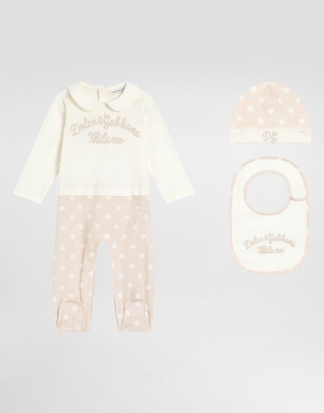  Dolce & Gabbana 3-piece Gift Set In Polka Dot Jersey With Print - Man Gift Sets And Babygrows Multi-colored 0/3 Months 