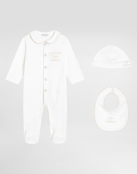  Dolce & Gabbana 3-piece Interlock Gift Set With Embroidery - Man Gift Sets And Babygrows White 3/6 Months 