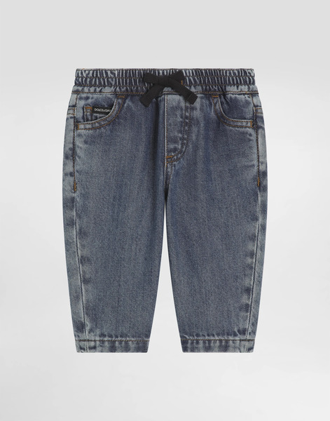  Dolce & Gabbana 5-pocket Denim Jeans With Branded Label - Man Trousers And Shorts Multi-colored 9/12 Months 