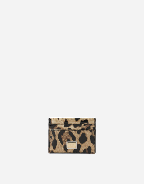  Dolce & Gabbana Polished Calfskin Card Holder With Leopard Print - Woman Wallets And Small Leather Goods Animal Print Leather Onesize 