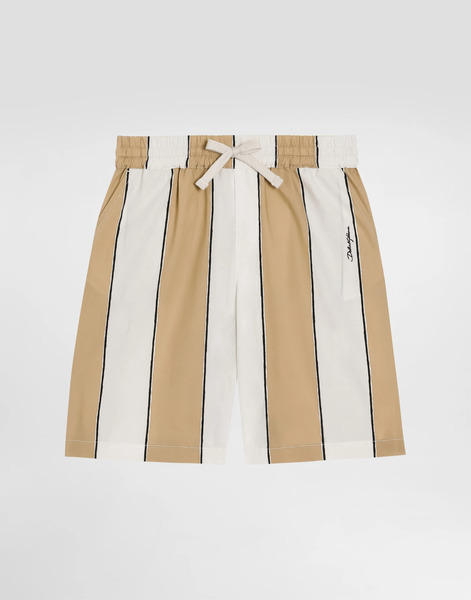  Dolce & Gabbana Poplin Bermuda Shorts With Striped Print - Man Trousers And Shorts Multicolor 13 Years 