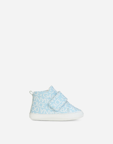  Dolce & Gabbana Printed Nappa Leather Mid-top Sneakers - Man Newborn Boys' Shoes (16-20) Light Blue Leather 20 