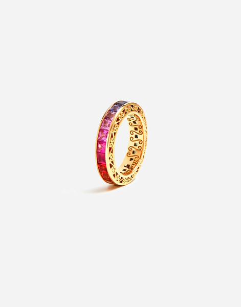  Dolce & Gabbana Rainbow Ring 18 Carat Yellow Gold And Multicolored Sapphires - Woman Rings Gold Gold 56 