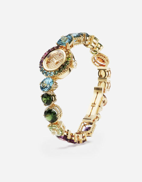  Dolce & Gabbana Rainbow Watch In 18kt Yellow Gold With Multicolor Fine Gems And Diamonds - Woman Watches Gold Gold Onesize 