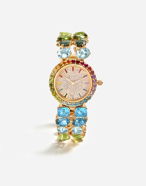  Dolce & Gabbana Rainbow Watch In Yellow Gold And Multi-colored Gemstones - Woman Watches Gold Gold Onesize 