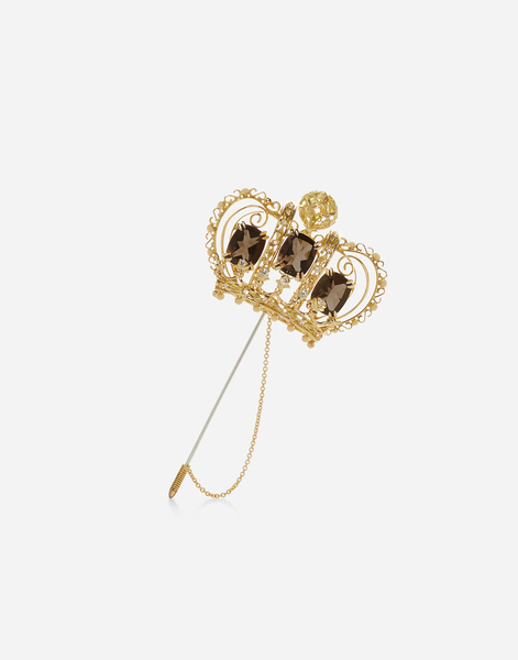  Dolce & Gabbana Royal Brooch In 18-karat Yellow And White Gold, Quartz And Diamonds - Man Brooches&tiepins Gold Onesize 