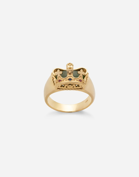  Dolce & Gabbana Royal Ring 18-carat Yellow Gold, Green Jade, Rubies, And Blue Sapphire - Man Rings Gold 62 