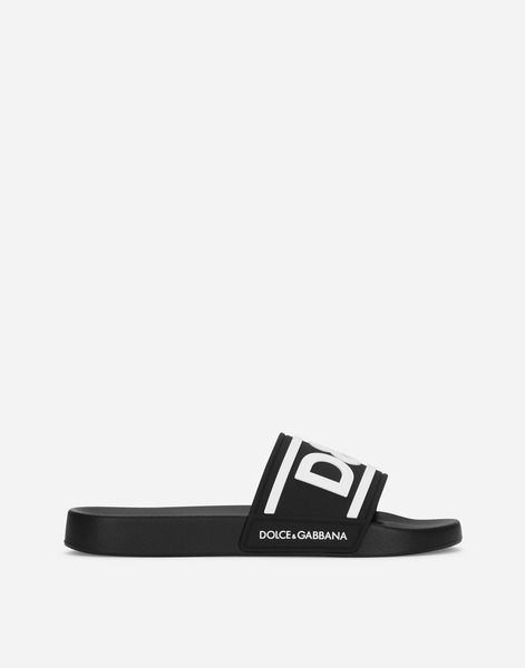  Dolce & Gabbana Rubber Beachwear Sliders With Dg Logo - Man Sandals And Slides Multi-colored Rubber 45 