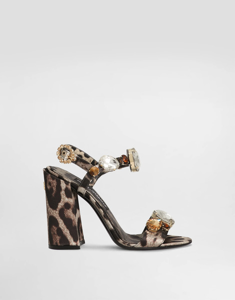  Dolce & Gabbana Satin Sandals With Gemstone Embellishment - Woman Sandals And Wedges Animal Print 37.5 