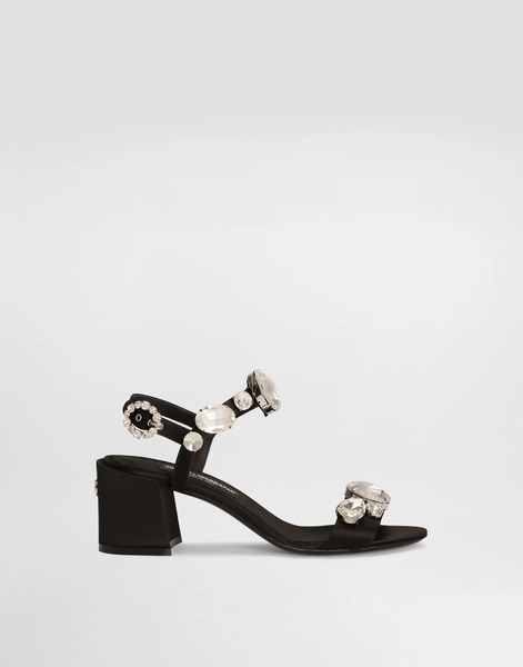  Dolce & Gabbana Satin Sandals With Gemstone Embellishment - Woman Sandals And Wedges Multi-colored 39.5 