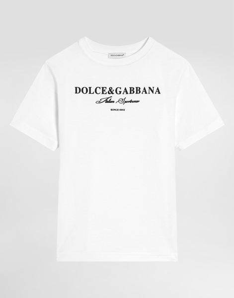  Dolce & Gabbana Short-sleeved Jersey T-shirt With Print - Man T-shirts And Sweatshirts White 12 Years 
