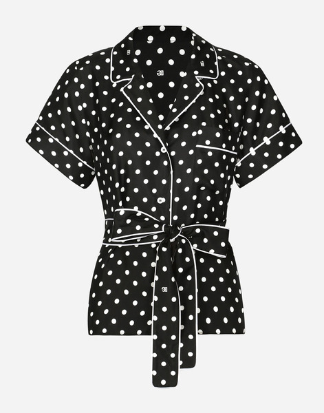  Dolce & Gabbana Short-sleeved Silk Pajama Shirt With Polka-dot Print - Woman Shirts And Tops Print 40 