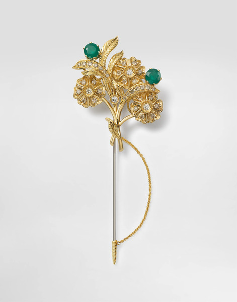  Dolce & Gabbana Sicily Brooch 18-carat Yellow And White Gold, Emeralds, And Diamonds - Man Brooches&tiepins Gold Onesize 