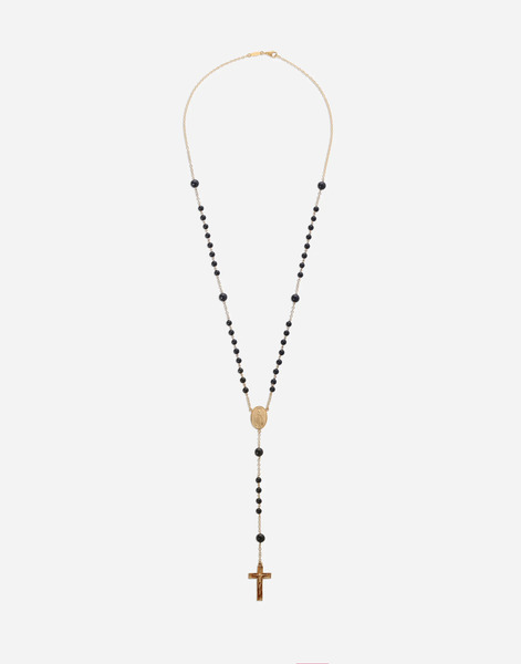  Dolce & Gabbana Sicily Rosary Necklace 18-carat Yellow Gold And Black Jades - Man Necklaces Gold Onesize 
