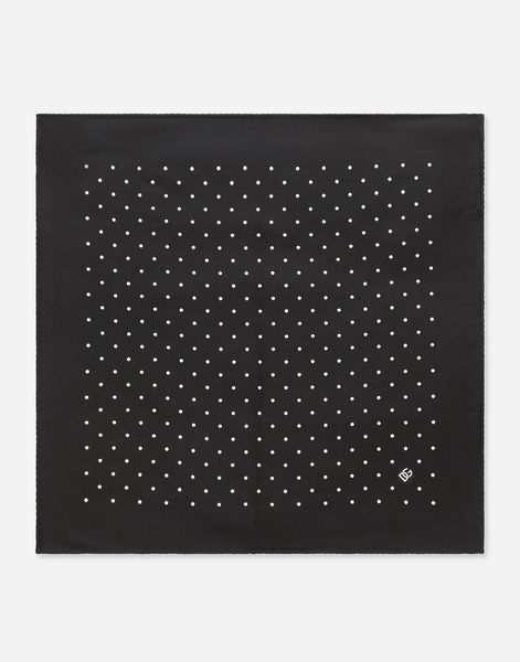  Dolce & Gabbana Silk Jacquard Pocket Square With Dg Logo - Man Ties And Pocket Squares Black Silk Onesize 