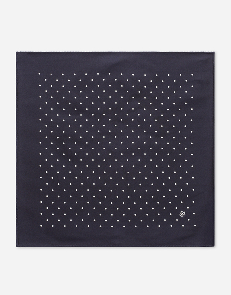  Dolce & Gabbana Silk Jacquard Pocket Square With Dg Logo - Man Ties And Pocket Squares Blue Silk Onesize 