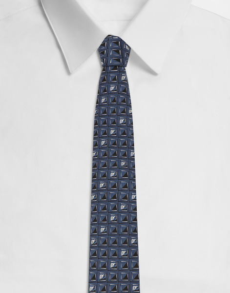  Dolce & Gabbana Silk Jacquard Tie With Micro-designs And Dg Logo - Man Ties And Pocket Squares Print Onesize 