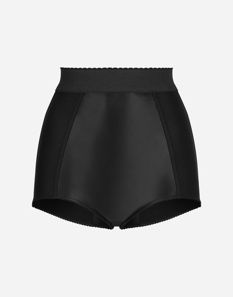  Dolce & Gabbana Silk Satin And Stretch Marquisette High-waisted Panties - Woman Pants And Shorts Black 44 