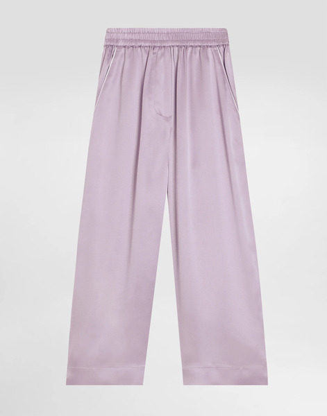  Dolce & Gabbana Silk Satin Pajama Pants With Embroidered Dg Logo - Woman Trousers And Skirts Multicolor 4 Years 