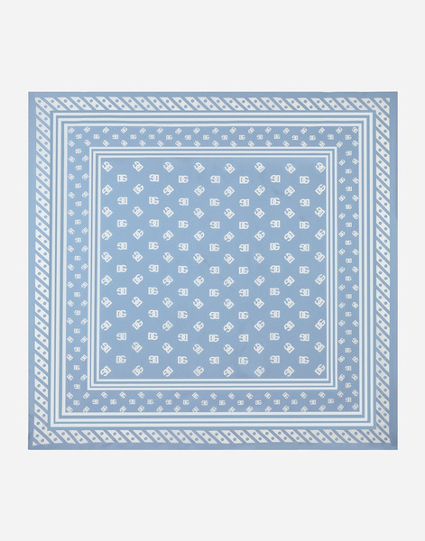  Dolce & Gabbana Silk Twill Foulard With All-over Dg Logo Print (90x90) - Woman Scarves And Silks Light Blue Onesize 