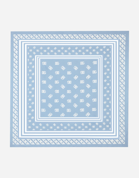  Dolce & Gabbana Silk Twill Foulard With All-over Dg Logo Print (70x70) - Woman Scarves And Silks Light Blue Onesize 