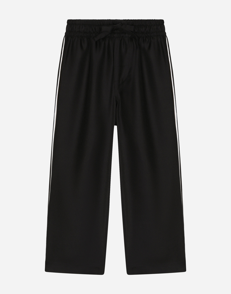  Dolce & Gabbana Silk Twill Pajama Pants With Dg Embroidery - Man Trousers And Shorts Black Silk 13 Years 