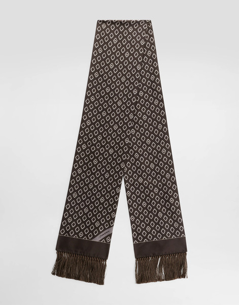  Dolce & Gabbana Silk Twill Scarf With Micro-design And Logo - Man Scarves And Silks Multicolor Onesize 