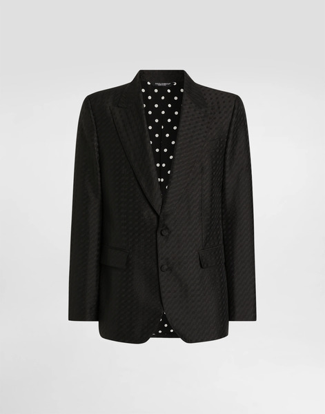  Dolce & Gabbana Single-breasted Sicilia Light Jacket With Micro Pattern Jacquard - Man Suits And Blazers Black 54 