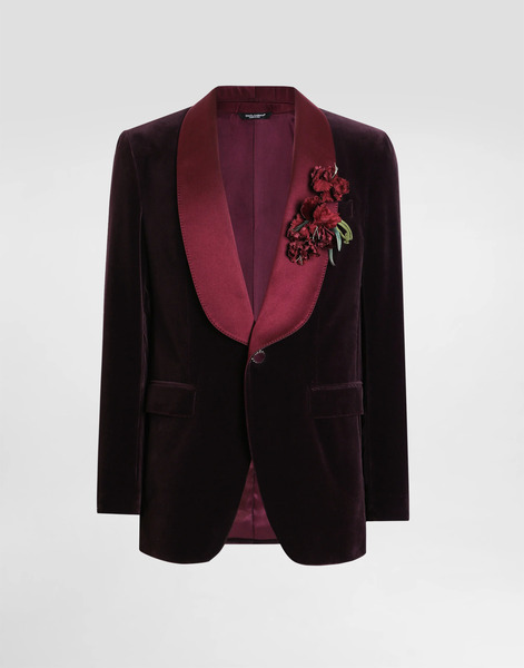  Dolce & Gabbana Single-breasted Sicilia Light Smooth Velvet Jacket - Man Suits And Blazers Purple 50 