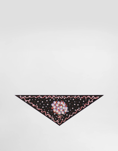  Dolce & Gabbana Small Floral-print Silk Twill Triangle Scarf - Woman Scarves And Silks Multicolor Onesize 