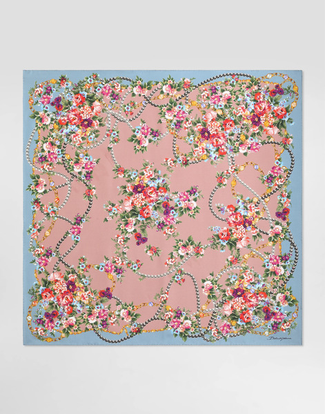  Dolce & Gabbana Small Flower Bouquets-print Silk Twill Scarf 90x90 - Woman Collection Multicolor Onesize 