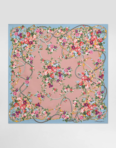  Dolce & Gabbana Small Flower Bouquets-print Silk Twill Scarf 70x70 - Woman Scarves And Silks Multicolor Onesize 