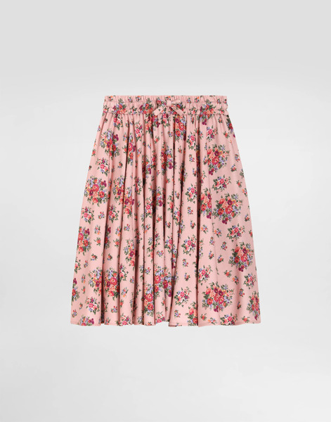  Dolce & Gabbana Small Flower Bouquets-print Voile Circle Skirt - Woman Trousers And Skirts Multicolor 8 Years 