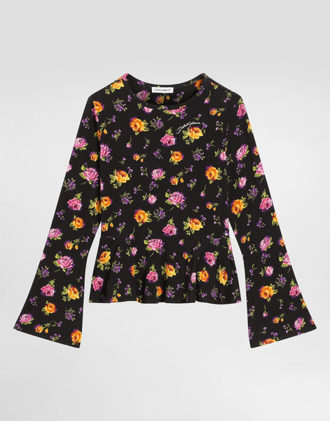  Dolce & Gabbana Small Flowers-print Jersey T-shirt - Woman T-shirts And Sweatshirts Multicolor 6 Years 