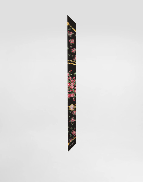  Dolce & Gabbana Small Rose Bouquets-print Silk Twill Bandeau 6x100 - Woman Scarves And Silks Multicolor Onesize 