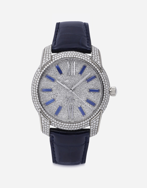  Dolce & Gabbana Special Pieces White Gold Watch With Diamond Pavé - Man Watches Blue/white Gold Onesize 